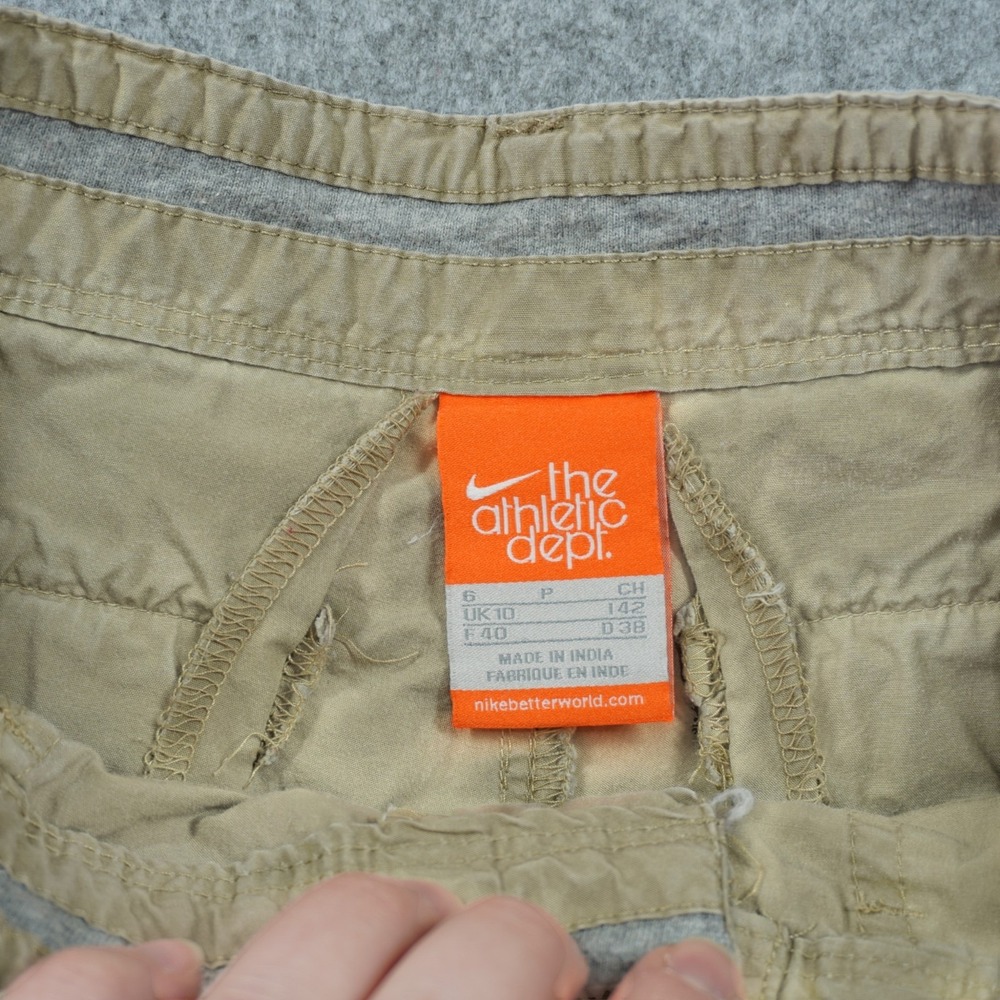 Nike Athletic Dept Womens Size 6 Y2K Khaki Cotton Utility Shorts Tan Embroidered - Picture 3 of 7